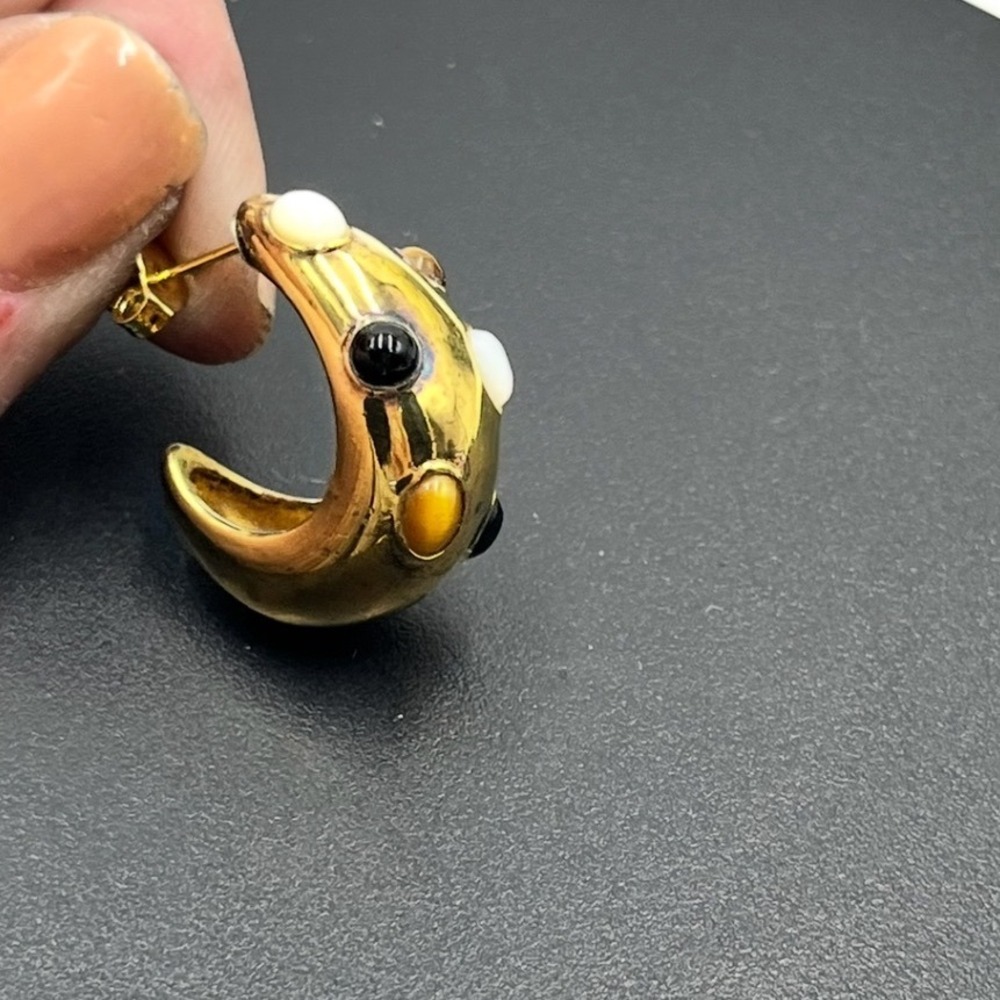 MISSOMA Savi Dome Medium Onyx MOP Tiger's Eye Gemstone Hoop Earring *Single - Picture 3 of 10